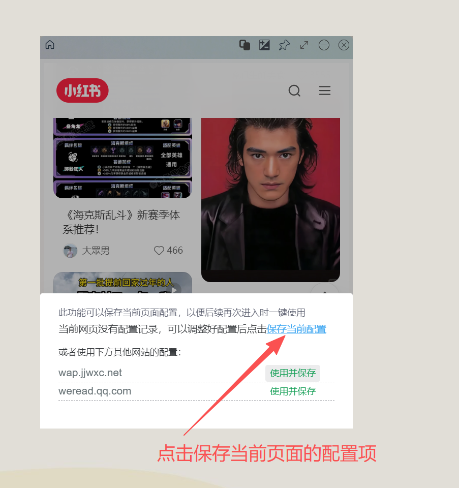 保存当前网页阅读配置